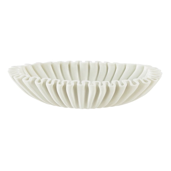 Stylehouse White Resin Fluted Decorative Bowl