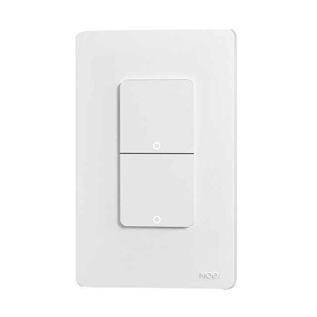 Smart Wireless Zigbee Light Control Switch with Voice Activation and Remote Access, Universal Single/Double Live Wire Compatible, 90-250VAC, US Standard, White, Dual Channel