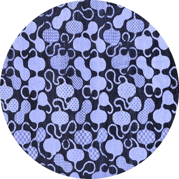 Ahgly Company Indoor Round Abstract Blue Modern Area Rugs, 4' Round