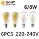 thumbnail image 2 of Bombilla LED de cristal para decoración del hogar, filamento ST64, 6 piezas, 6W, 8W, E27, B22, Retro, Edison, Vintage, 220V, 240V, 2700K, 4000K, 2 of 4