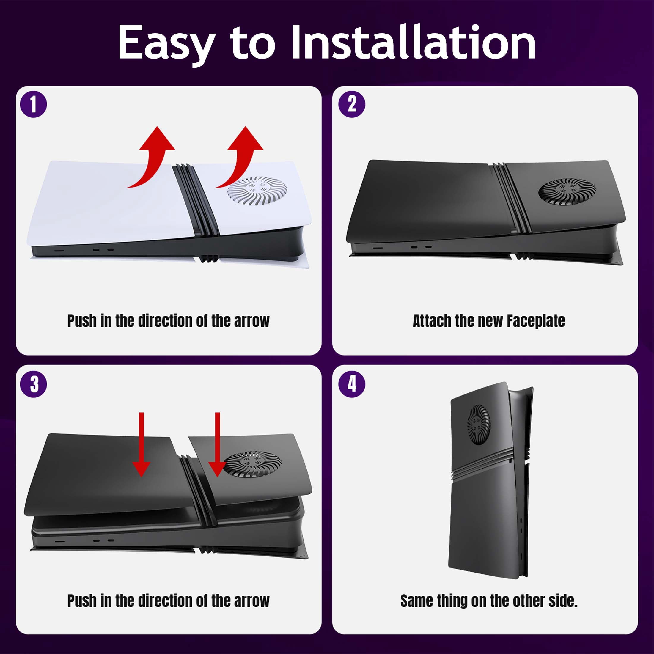 Faceplate for PS5 Pro Console with Cooling Vent & Dust Filter, Cover Plate Replacement (Digital Edition, Black)