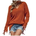 thumbnail image 2 of Qertyioot Chandails à Col en V pour Femmes Mode Automne Pull à Manches Longues Décontracté, 2 of 6