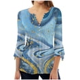 thumbnail image 2 of Ayolanni Women 3/4 Sleeve Graphic Tunic Tops Trendy 2023 Summer Casual v Neck Empire Waist t-Shirt Blouse, 2 of 5