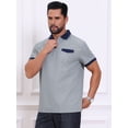 thumbnail image 4 of DARING DIVA Men's Short Sleeve Western Retro Stretch Color-Block Polo Shirts 2XL Gray, 4 of 7