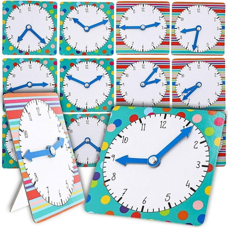 12-Pack Learn To Tell Time Teaching Clock For Kids And Students, 2 Designs, 4.5