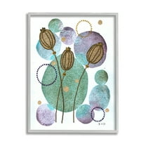 Stupell Industries Modern Geometric Botanicals Botanical & Floral Painting Gray Framed Art Print Wall Art, 11 x 14