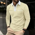 thumbnail image 4 of Men's Polo Shirts Long Sleeved Shirt Button Color Matching Sports Shirt Tops White Basic Beach Collared Shirts L, 4 of 4