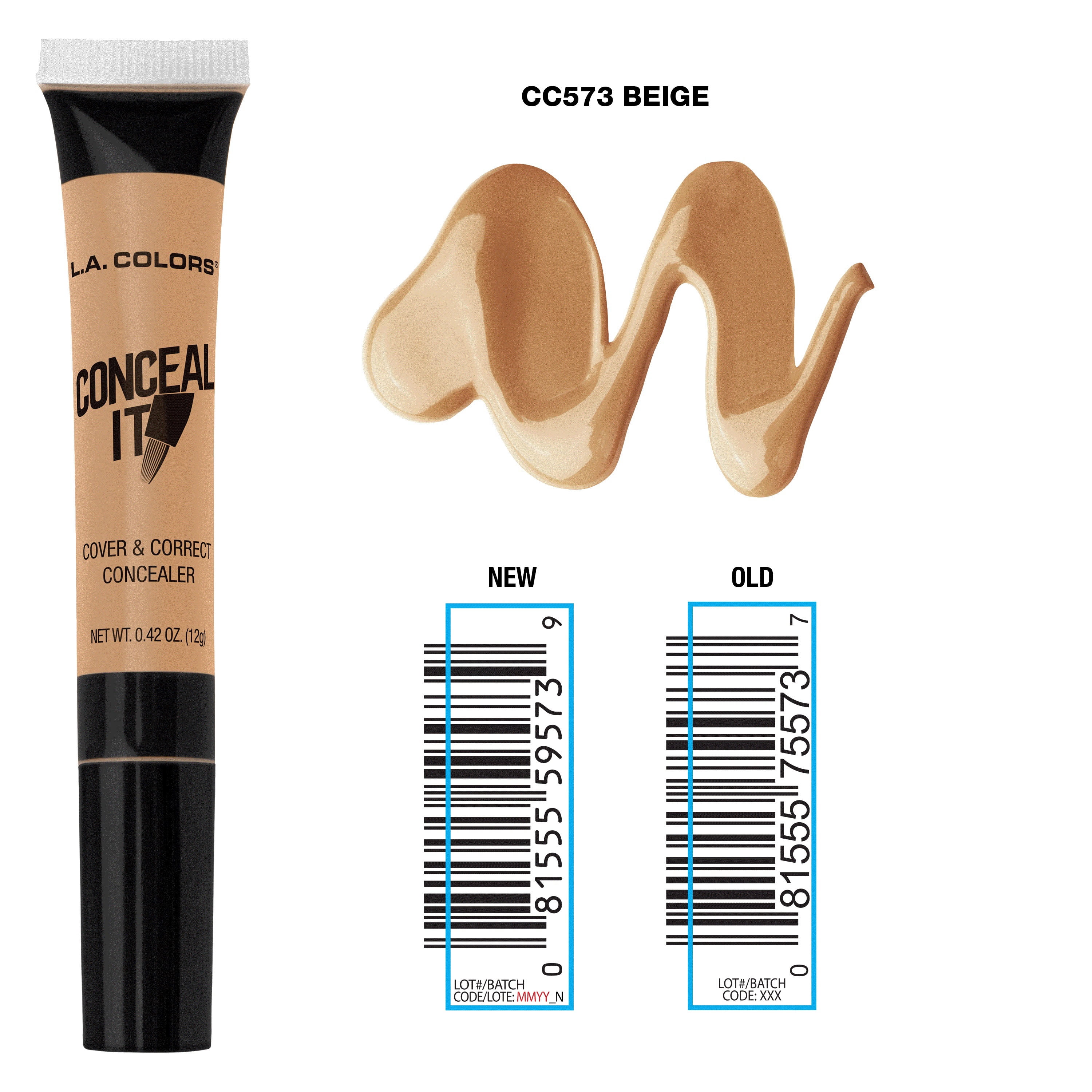 L.A. COLORS Concealer High Coverage, Conceal It, Beige, 0.42 fl oz