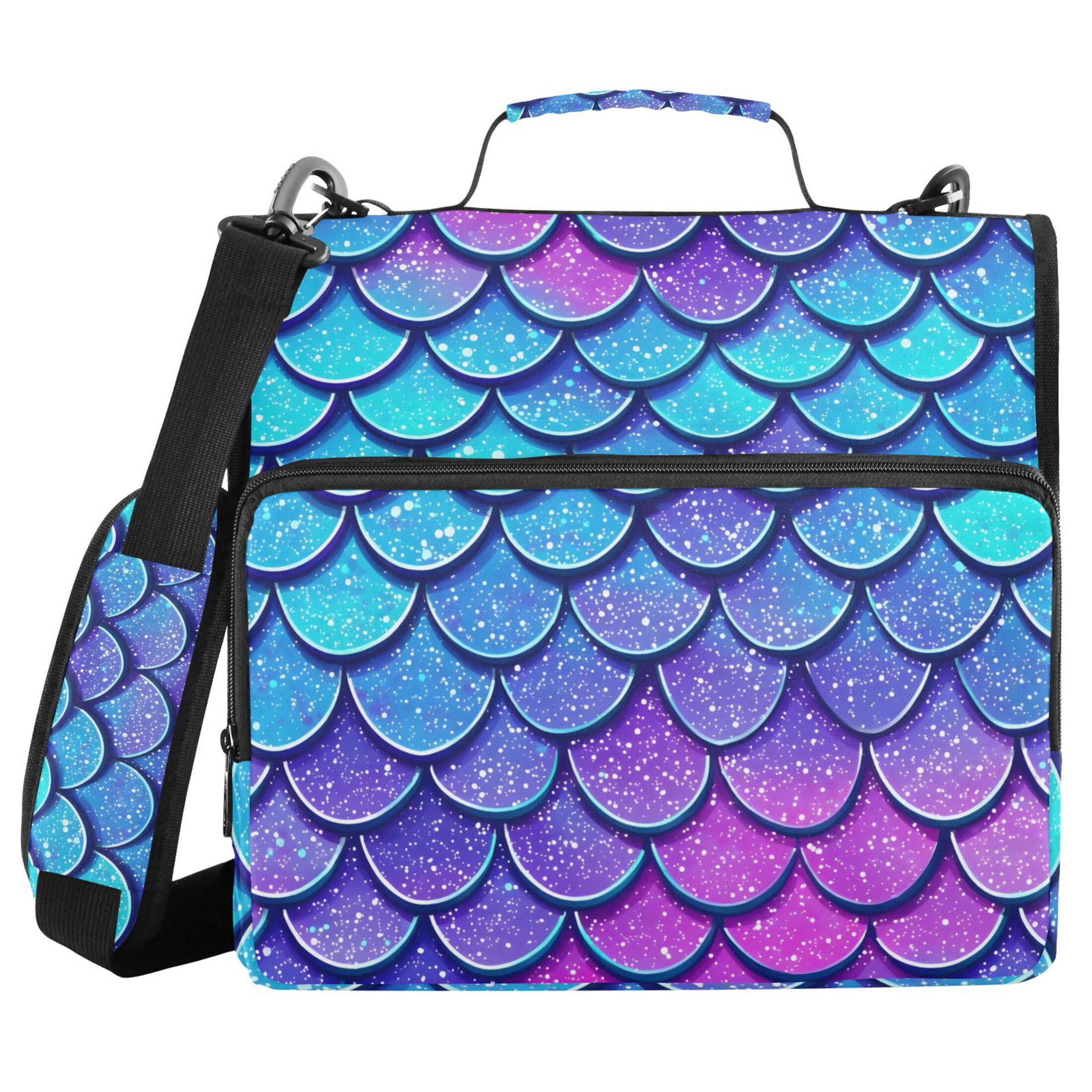 ALAZA Zipper Binder Blue Dragon Scales 3 Ring Trapper Keeper File Folder Organizer Bag