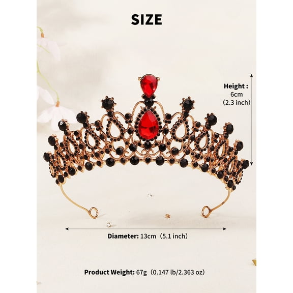 Vintage Red Crystal Tiaras And Crowns Rhinestone Prom Diadem Crown Tiara For Women Bride Bridal Wedding Hair Accessories Jewelry
