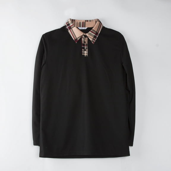 FAOWME Matching Family Tops Long Sleeve Turndown Collar Plaid Prints Button Down Comfortable Soft Shirts For Men Dad-Black L