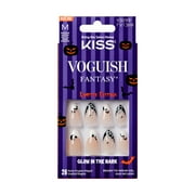 KISS Voguish Fantasy Glow in the Dark, Press On Nails, Circus Wonders, Black, Medium Almond, 28 Count