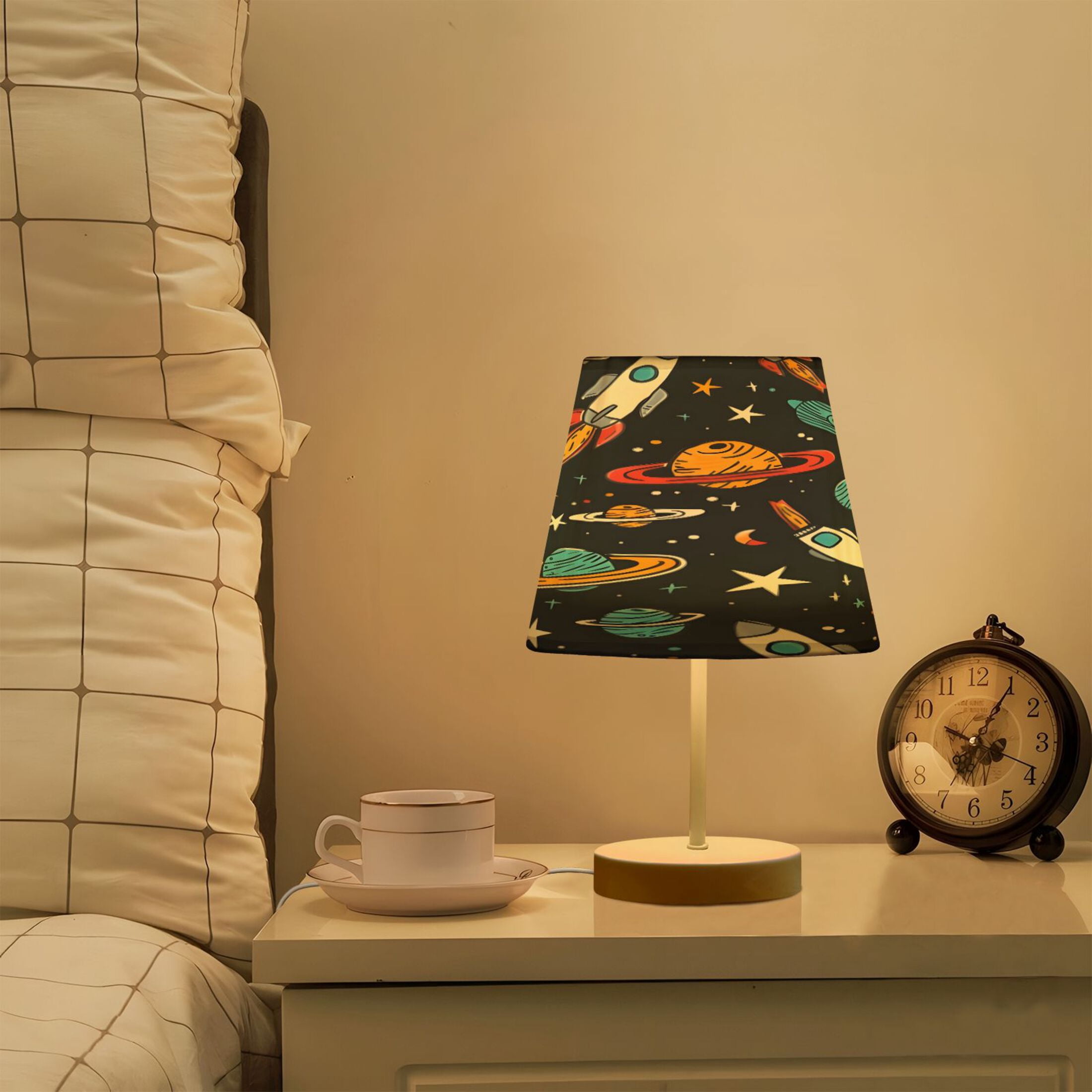 Star Rocket Planet Desk Lamp LED Table Nightstand Lamps with 3 Color Temperatures for Home Bedroom Living Room Decor 8x12