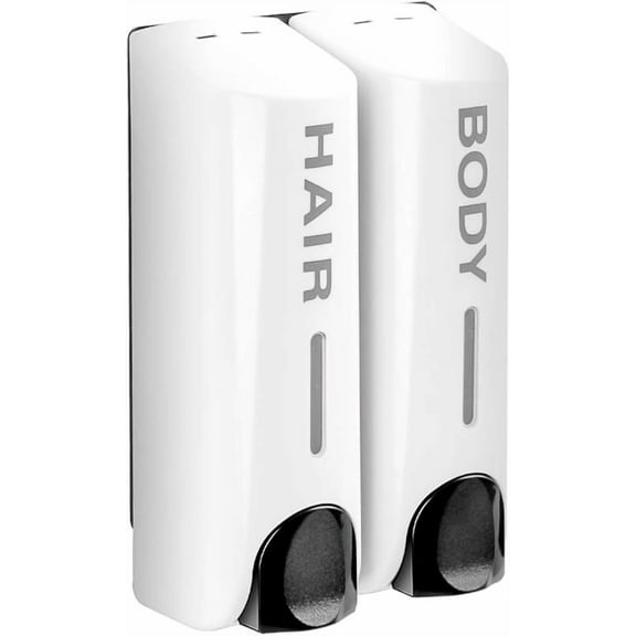 Cnshop 2-Chamber Wall-Mounted Shower Dispenser, No-Drill Shampoo & Body Wash