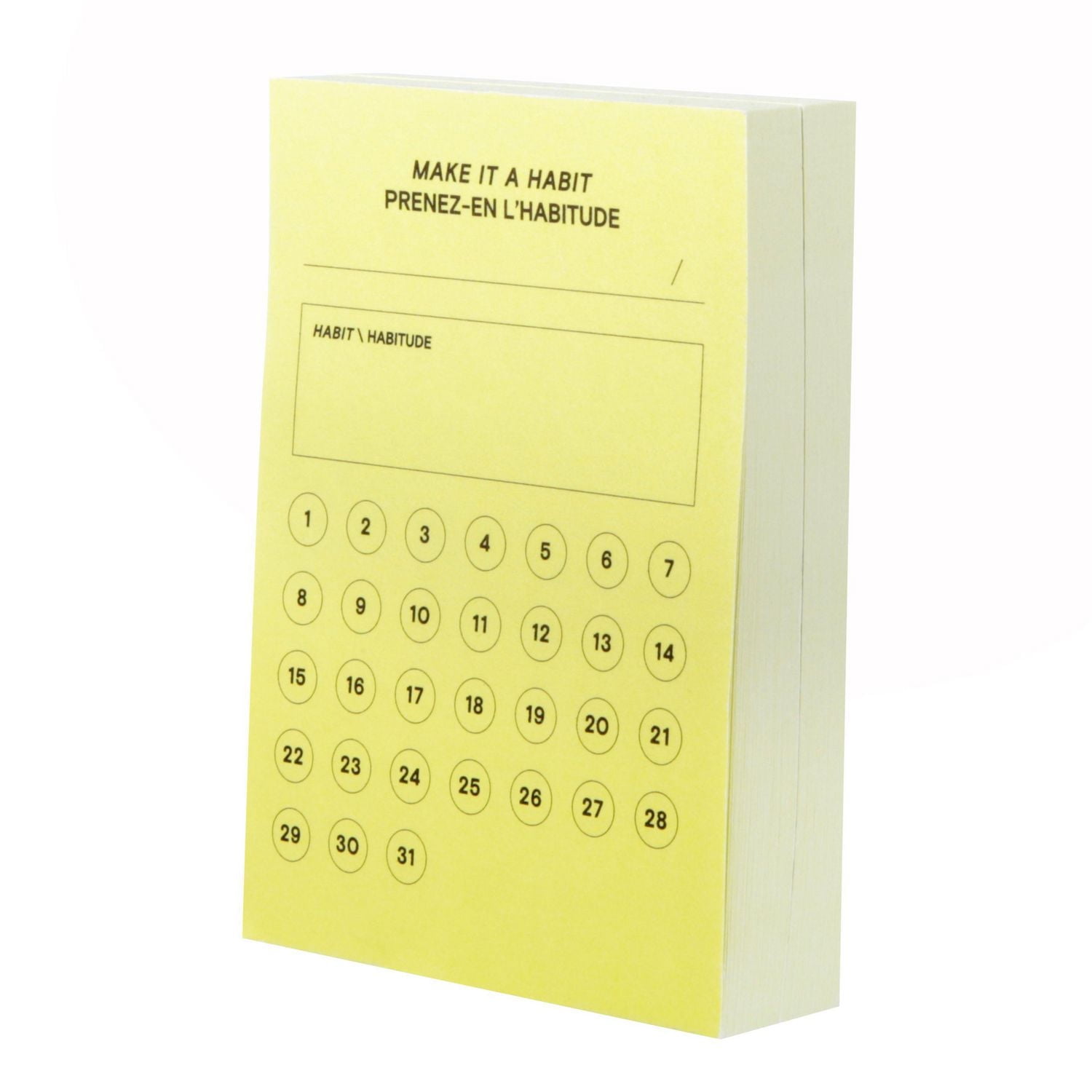 Feuillets à motifs Post-it®, suivi des habitudes, jaune 2.9 po x 4 po (73mm x 101mm)
