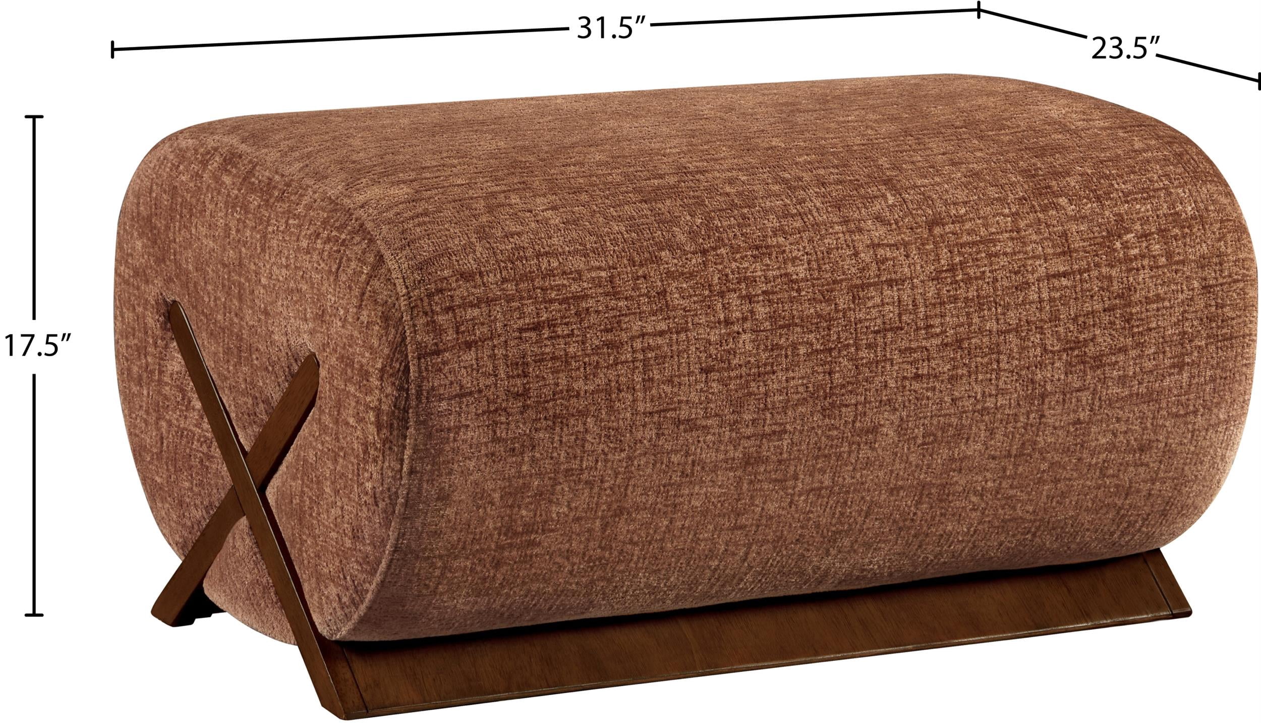 Meridian Furniture Akira Cognac Upholstered Ottoman