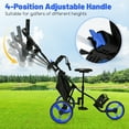 thumbnail image 4 of Topbuy 3 Wheel Golf Push Cart Lightweight Foldable Caddy Cart for Golf Bags with Adjustable Seat and Handle Umbrella Holder and Foot Brake Blue, 4 of 7