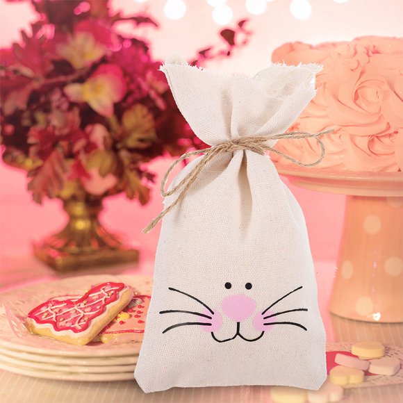 BEADCEST 5Ud Bolsa De Lino Con Para Dulces Tema Pascua Color Amarillo Claro