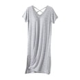 thumbnail image 4 of Blmnix Nightgown for Women Sleep Dresses Backless Nightgown Cotton Nightgowns Nightgowns V-Neck Gray Short Sleeve Button Down Nightgown,XL, 4 of 5