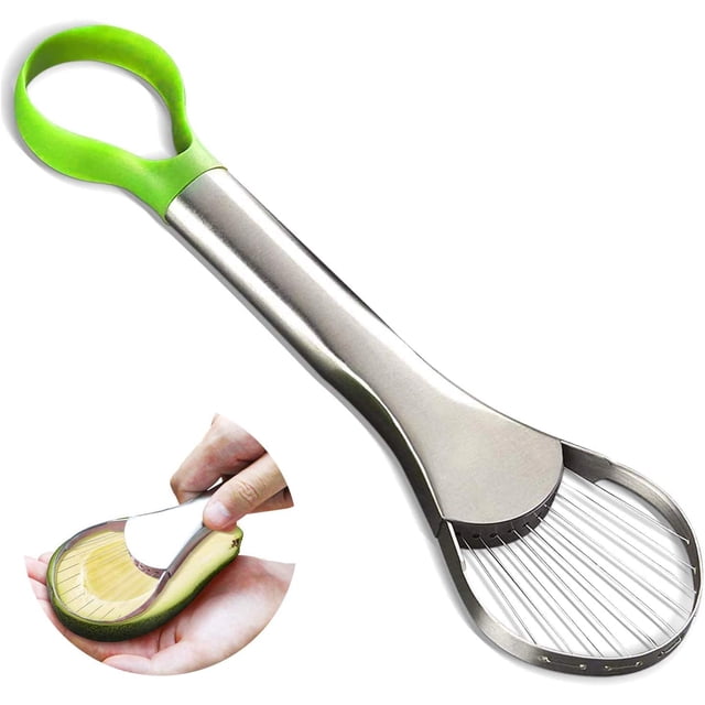 Cuchillo para aguacate, cortador de aguacate, cortador de aguacate, pelador, cuchilla de acero inoxidable que se puede enganchar para pelar y deshuesar, cortadores de frutas de cocina para aguacate,