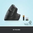 thumbnail image 6 of Logitech Lift Vertical Ergonomic Mouse, Wireless, Bluetooth or Logi Bolt USB Receiver, Quiet Clicks, 4 Buttons, Graphite, 6 of 11