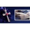 thumbnail image 3 of Dazzlingrock Collection 5X5mm Heart Shaped Center Ruby & Round White Diamond Religious Cross Pendant for Women with Gold Chain (0.21 ctw, Color I-J, Clarity I1-I2) in 18K Rose Gold, 3 of 5