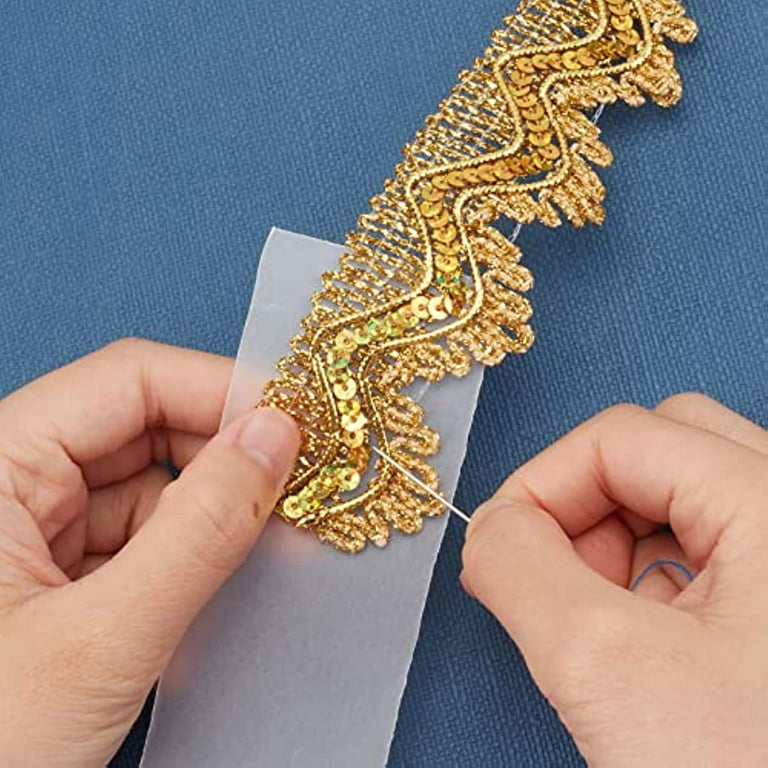 Golden Lace Trim Beaded Lace Ribbon Applique Sequin Lace Mesh Trim for  Sewing Golden Crafts Lace 5 Yards