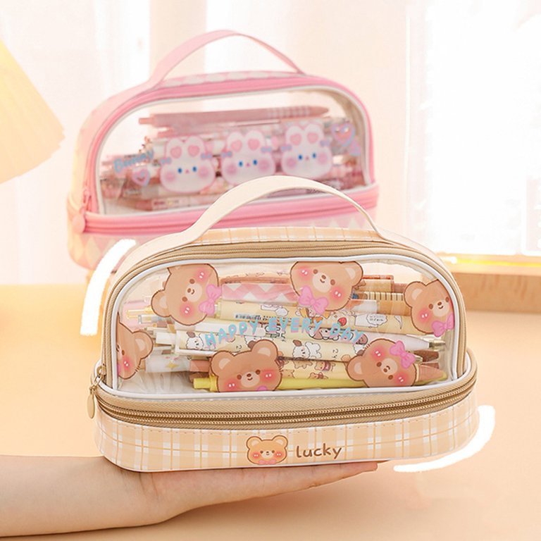 Cute Bunny Bear Pencil Case Large Capacity Pouch For College - Temu