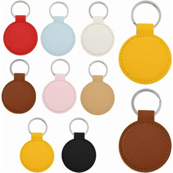 24Pcs Leather Keychain Blanks Leather Keychains Bulk Personalized Double Side Flat Round Blank Tags with Key Rings for Engraving Embossing Key Chains DIY Crafts Gifts Holiday Supplies diy