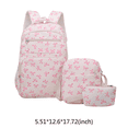 thumbnail image 2 of Bow Print Backpack, Aesthetic School Backpack Set Include Shoulder Bag&Storage Bag, Spacious Laptop Backpack for Outdoor Travel, White, 2 of 8