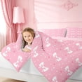thumbnail image 3 of meiyoeat Pink Bowknot Twin Comforter Sets For Girls,Cute Loves Pattern Bedding Set For Women,Pink Reversible,2 Pieces, 3 of 7