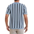 thumbnail image 3 of Polo de punto a rayas INSPIRE CHIC para hombres, camisetas de polo de manga corta con botones, jacquard, L azul claro, 3 of 6