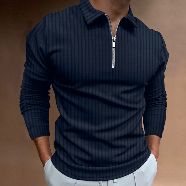 Golf Shirts for Men Long Sleeve Half Zip Up Business Shirt Textured Ribbed Knit Stretchy Pullover Office Work Blouse