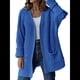 thumbnail image 1 of Suéter de Larga para Mujer, Abrigo Holgado de Punto , Cárdigan Abierto, Abrigo con Bolsillos. Azul L, 1 of 10