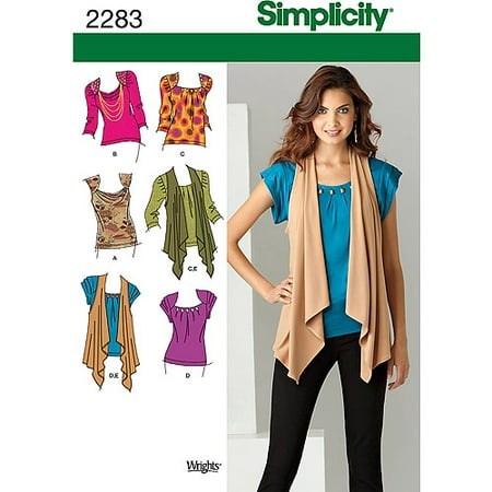 Simplicity Pattern Misses' Tops, Vests, (6, 8, 10, 12, 14)