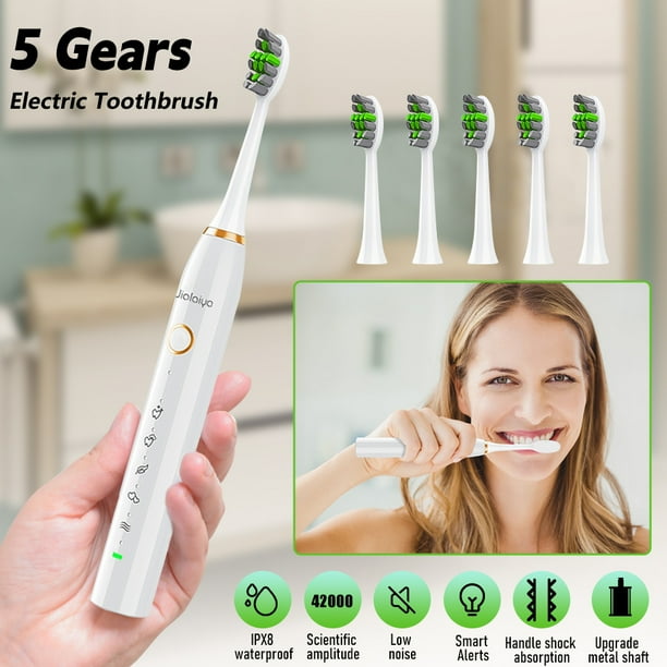DFITO Rechargeable Toothbrush Electric with 5 Tooth Heads,Power Sonic