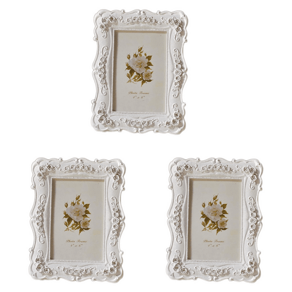 3pcs 6 Inch Retro White Photo Frame Photo Display Photo Frame Poster Home Decoration Wall Hanging Photo Frame