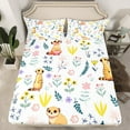 thumbnail image 2 of Full Floral Meerkat Sheet Set for Kids Boys Girls,Cartoon Animal Bed Sheets Set,Blossom Kawaii Sheets,Farm Wild Flower Flat Fitted Sheet with 2 Pillowcases Deep Pockets, 2 of 6