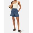 thumbnail image 4 of Women High Waist Denim Shorts, Casual Wide Leg Cargo Jean Shorts with Patch Pockets, 4 of 6