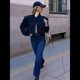 thumbnail image 5 of Chaqueta con Botones y Hombros Caídos para Mujer, Abrigo Corto y Prendas de Abrigo Azul Marino M, 5 of 10