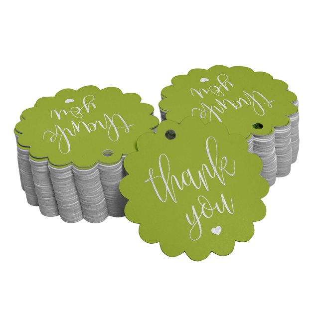 Inkdotpot 100 Lot Étiquettes en Papier Merci pour Douche Nuptiale Étiquettes Suspendues en Vraie Feuille d'Argent