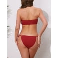 thumbnail image 3 of DARING DIVA Women's O Ring Ruched Bandeau Ribbed Bikini Set Medium Red, 3 of 6