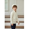 thumbnail image 6 of Arshiner Boy's Cable Knitted Sweater Half Zip Lightweight Casual Pullovers for Kids 5-6 Years Jersey Knit Off White 140, 6 of 9