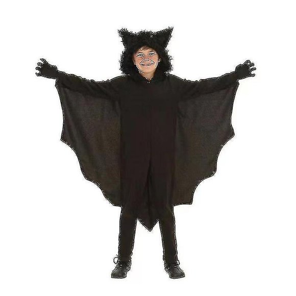 Bat Hoodie Costume With Gloves Anime Vampire Black Bat Suit Kids Unisex Halloween Costume