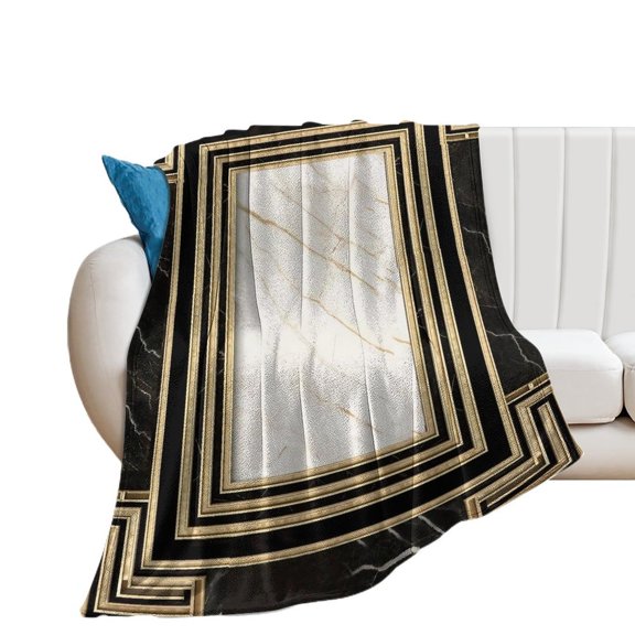 Black Gold Marble Blanket Throw Blankets Warm Cozy Lightweight Couch Blanket Stuff Gifts for Women Mom Teens