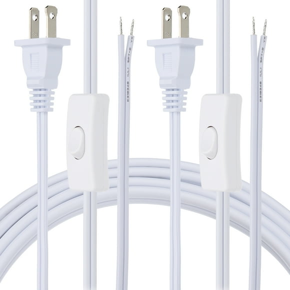 Uxcell 12 Feet 18AWG Lamp Cord with Plug, 2 Set SPT-2 UL List Lamp Power Cord Stripped Ends, White