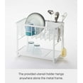 thumbnail image 3 of Yamazaki Home Two-Tier Dish Rack, White, Steel, Supports 28.6 pounds, Adjustable, Draining Spout, Drain Stopper, Utensil Holder, Water Resistant, No Assembly, 3 of 8