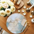 thumbnail image 2 of Modern Abstract Round 13 Inch Placemats Set of 4, Blue Brown Color Blocks HeatResistant Non Slip Place Mats for Dining Table, Wipeable Braided Kitchen Table Mats for Housewarming, 2 of 9