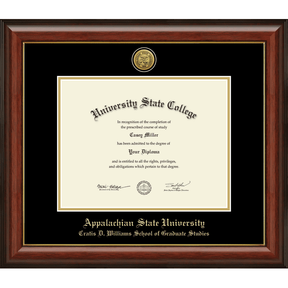 Appalachian State University Cratis D. Williams School of Graduate Studies Diploma Frame, Document Size 11" x 8.5"