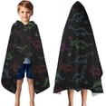 thumbnail image 3 of Neon Outline Dinosaurs Hooded Bath Towel，50"x30" for Ages 3 To 12 Kids, Quick Dry Lightweight Soft Microfiber Hood Beach Towel Cover Up for Kids, 3 of 7